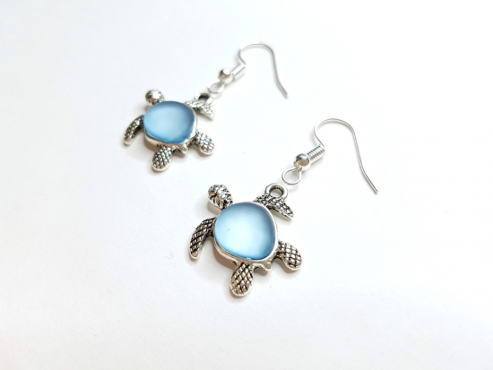 Schildkröten Ohrringe silberfarben blau